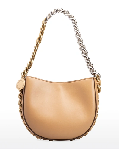 Shop Stella Mccartney Frayme Small Crossbody Bag In Sand