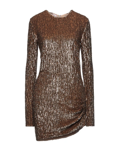 Shop Pinko Woman Mini Dress Gold Size 8 Polyamide, Elastane, Pvc - Polyvinyl Chloride