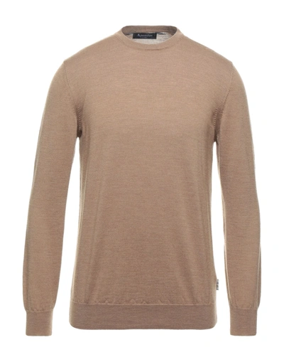 Shop Aquascutum Man Sweater Camel Size Xxl Merino Wool In Beige