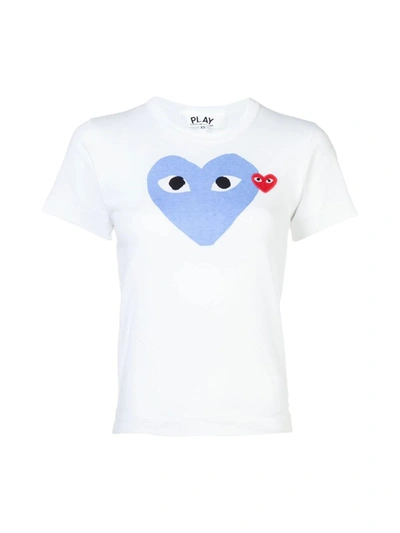 Shop Comme Des Garçons Play Heart Print Crewneck T In White