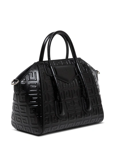 Shop Givenchy Antigona Lock Handbag In 4g Black Leather
