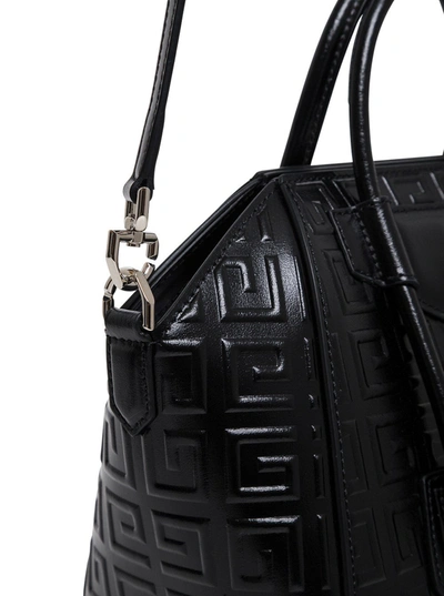 Shop Givenchy Antigona Lock Handbag In 4g Black Leather