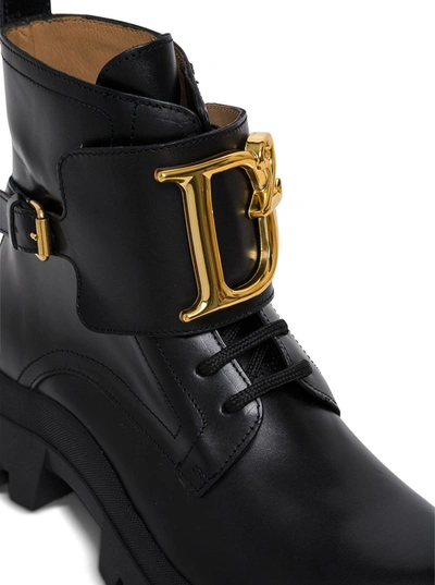 Dsquared2 30mm D2 Statement Leather Combat Boots In Black