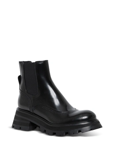 Shop Alexander Mcqueen Black Leather Ankle Boots