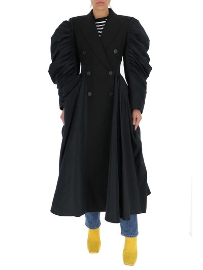 Shop Alexander Mcqueen Spliced Drape Coat In Black