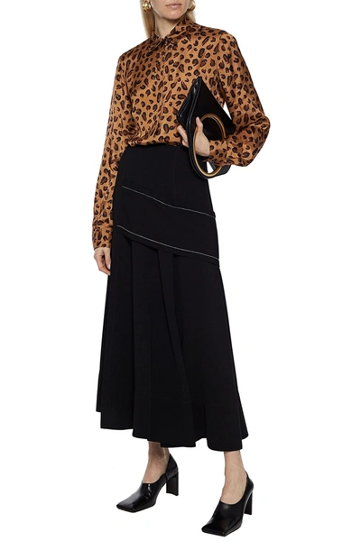 Shop Rosetta Getty Leopard-print Satin-twill Shirt In Animal Print