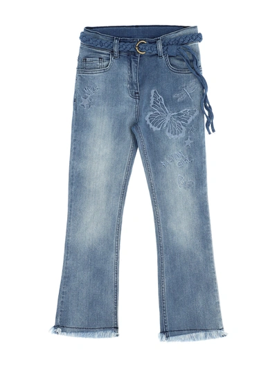 Shop Monnalisa Frayed Stretch Jeans In Blue