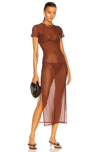 Shop Miaou Billie Dress In Brown Monogram