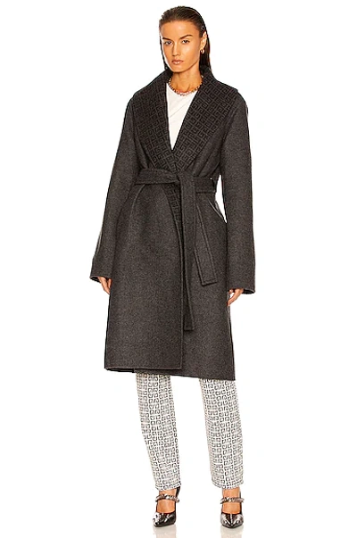 Shop Givenchy Double Faced Coat In Grey & Black