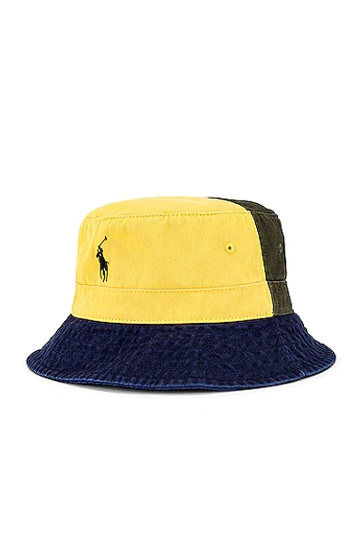 Shop Polo Ralph Lauren Bucket Hat In Yellow & Newport Navy