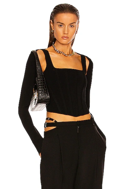 Shop Dion Lee Pointelle Corset Long Sleeve Top In Black