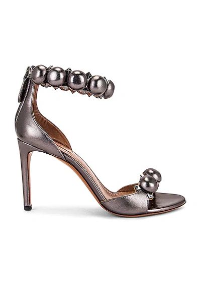 Shop Alaïa Metallic Bombe Sandals In Cendre