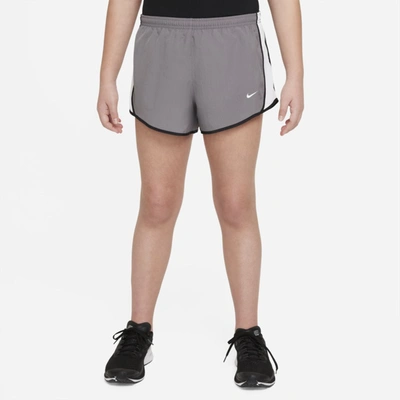 Shop Nike Dri-fit Tempo Big Kids' (girls') Running Shorts (extended Size) In Grey