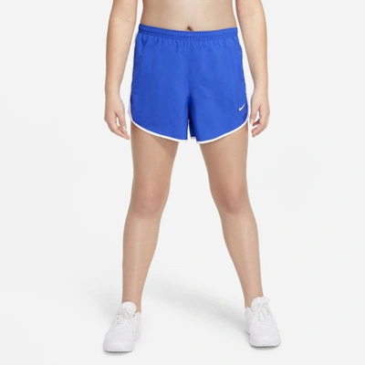 Shop Nike Dri-fit Tempo Big Kids' Running Shorts (extended Size) In Game Royal,white,white,white