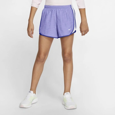 Shop Nike Dri-fit Tempo Big Kids' Running Shorts In Purple Pulse,white,lapis,white