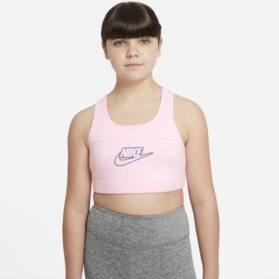 Nike Dri-fit Swoosh Big Kids' (girls') Sports Bra (extended Size) In Pink