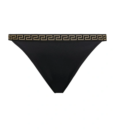 Shop Versace Greca Bikini Bottoms In Black