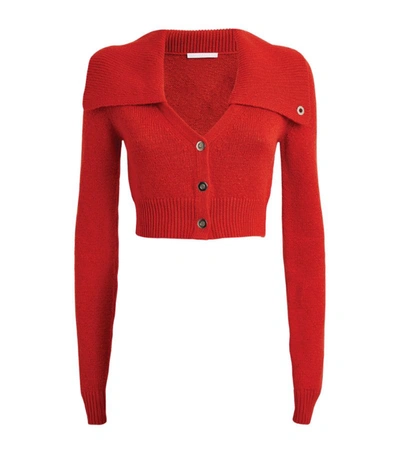 Shop Helmut Lang Cropped Cardigan In Red