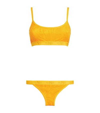 Shop Fendi Ff Print Bikini In Yellow