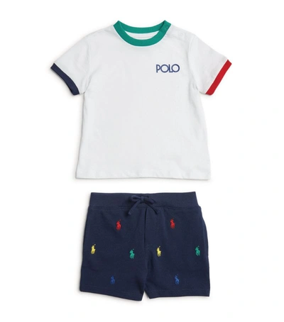 Shop Ralph Lauren Cotton Polo Pony T-shirt And Shorts Set (3-24 Months) In White