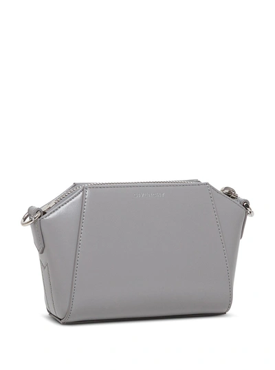 Shop Givenchy Antigona Nano Crossbody Bag In Grey Leather
