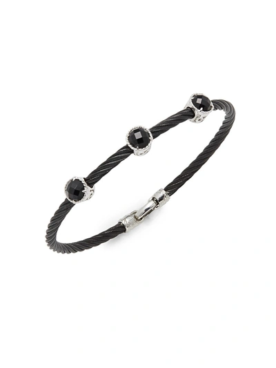 Shop Alor Women's Stainless Steel Triple Onyx Bracelet In Black