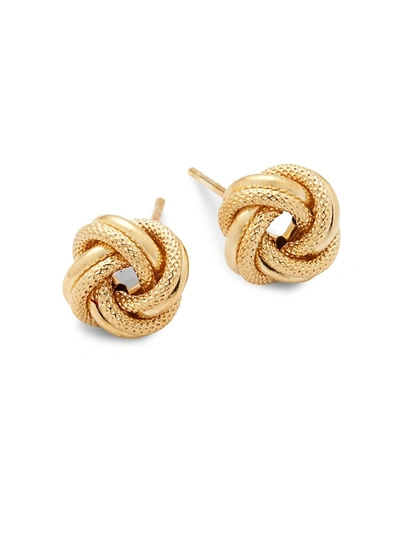 Shop Saks Fifth Avenue Women's Tex Love Knot 14k Yellow Gold Stud Earrings