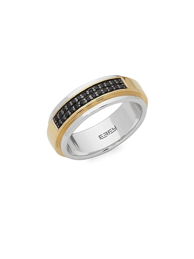 Shop Effy Men's Sterling Silver & Black Sapphire Pavé Ring