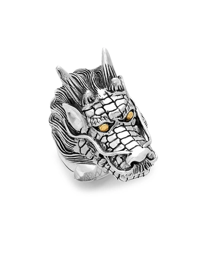 Shop Effy Men's  18k Yellow Gold And Sterling Silver Dragon Ring