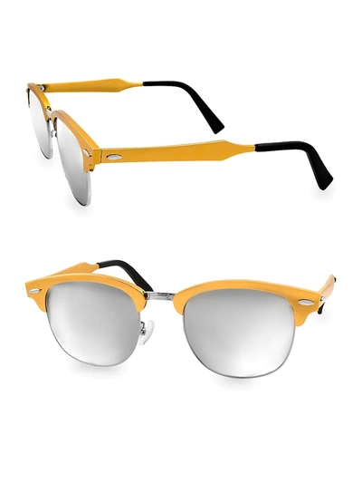 Shop Aqs Women's Milo 49mm Clubmaster Sunglasses In Gold Silver