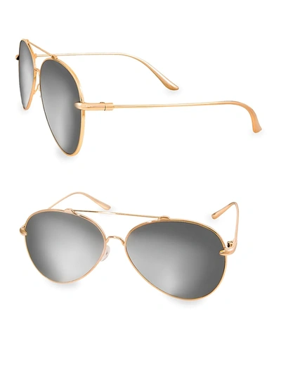 Shop Aqs Women's Tommie 60mm Aviator Sunglasses In Silver