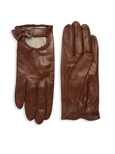Shop Portolano Women's Bow Leather Gloves In Cork