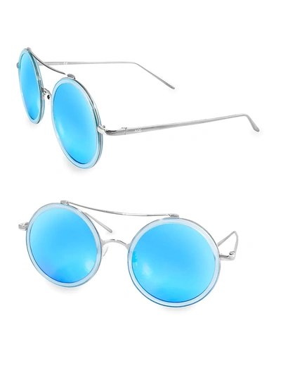 Shop Aqs Women's Xo 50mm Round Sunglasses In Blue