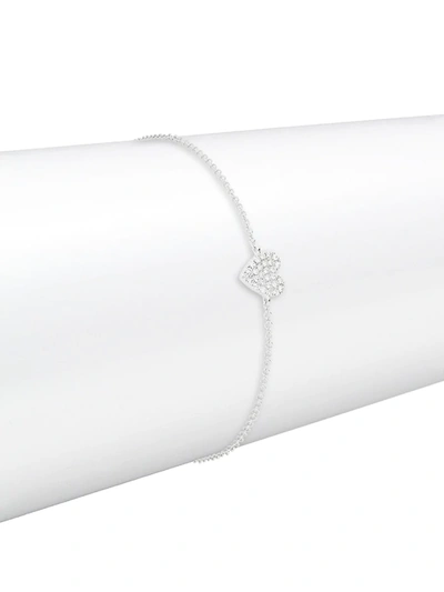 Shop Saks Fifth Avenue Women's 14k White Gold & 0.08 Tcw Diamond Heart Bracelet
