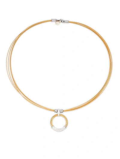 Shop Alor Women's 18k White Gold & Sterling Silver Diamond Circle Pendant Necklace