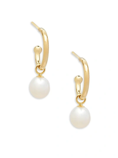 Shop Saks Fifth Avenue Women's 14k Yellow Gold & 6mm Cultured Pearl Drop Earrings