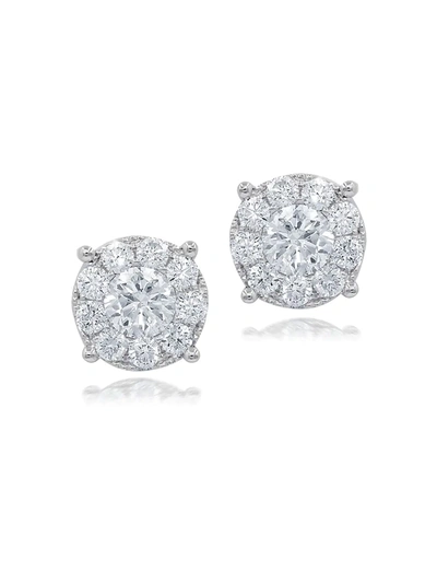 Shop Diana M Jewels Women's 14k White Gold & 1.20 Tcw Diamond Halo Round Stud Earrings