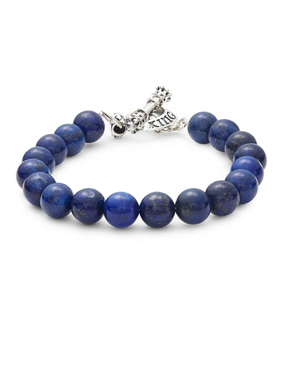 Shop King Baby Studio Men's Lapis & Stainless Steel Toggle Bracelet In Neutral