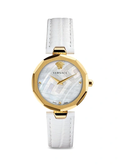 Shop Versace Women's 14k Gold, Stainless Steel & Leather-strap Watch