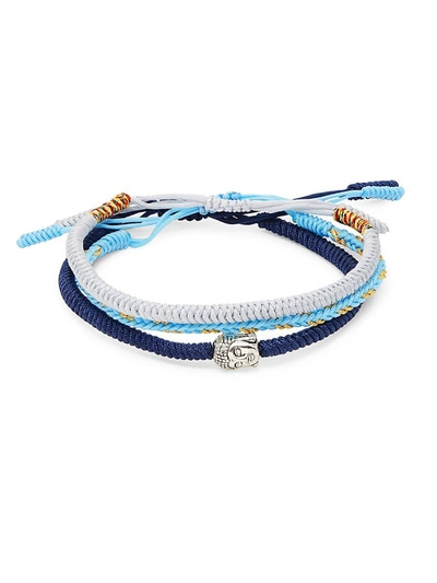 Shop Jean Claude Men's Set Of 3 Braided Bracelets In Blue