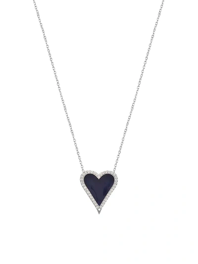 Shop Gabi Rielle Women's Enamel & Cubic Zirconia Border Heart Pendant Necklace In Gold