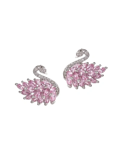 Shop Eye Candy La Women's Luxe Swan Crystal Stud Earrings In Neutral