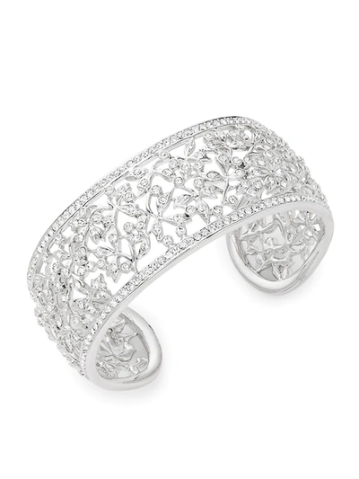 Shop Adriana Orsini Women's Crystal Floral Cuff Bracelet In Neutral