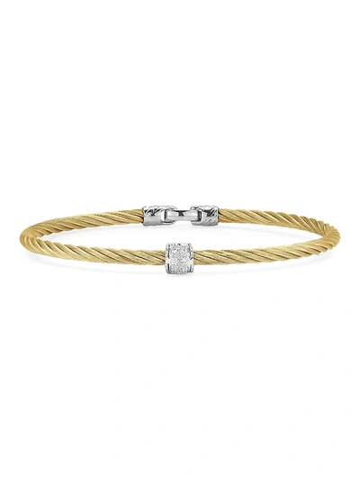 Shop Alor Women's 18k Yellow Gold Stainless Steel Diamond Cable Bracelet
