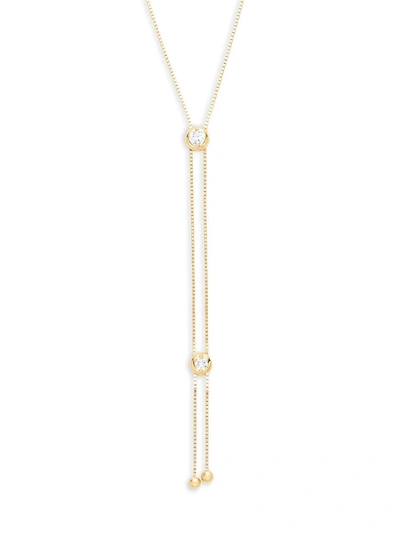 Shop Saks Fifth Avenue Women's 14k Yellow Gold & 0.40 Tcw Diamond Y Necklace