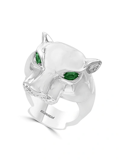Shop Effy Men's Sterling Silver & Tsavorite Jaguar Ring
