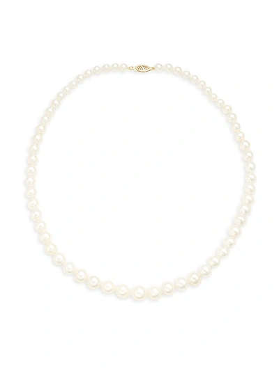 Shop Belpearl Women's 14k Yellow Gold & 4-9mm White Off-round Cultured Pearl Collar Necklace