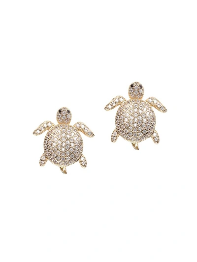 Shop Eye Candy La Women's Luxe Crystal Tortoise Stud Earrings In Neutral