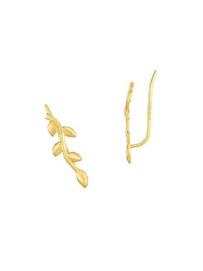 Shop Saks Fifth Avenue Women's 14k Yellow Gold Leaf Climber Earrings