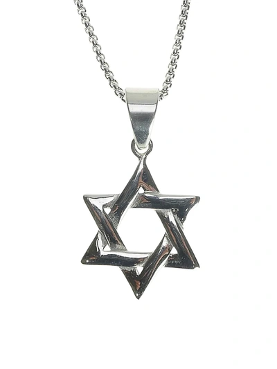 Shop Jean Claude Men's Dell Arte Stainless Steel Star Of David Pendant Necklace In Neutral